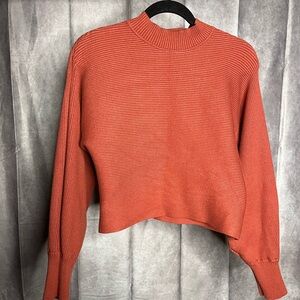 Jacqui E Terracotta Ribbed Turtleneck Sweater
